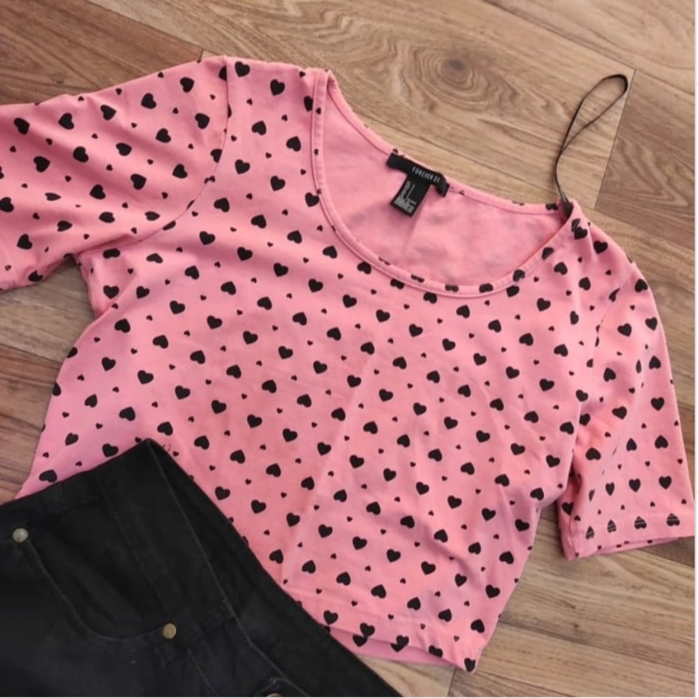 Pink Heart Crop Top forever, 21💓🖤